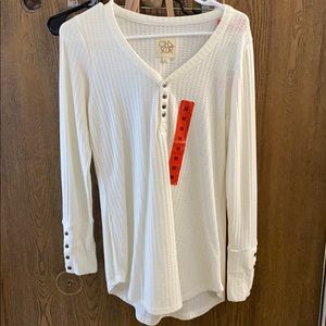 Chaser cream henley shirt size medium